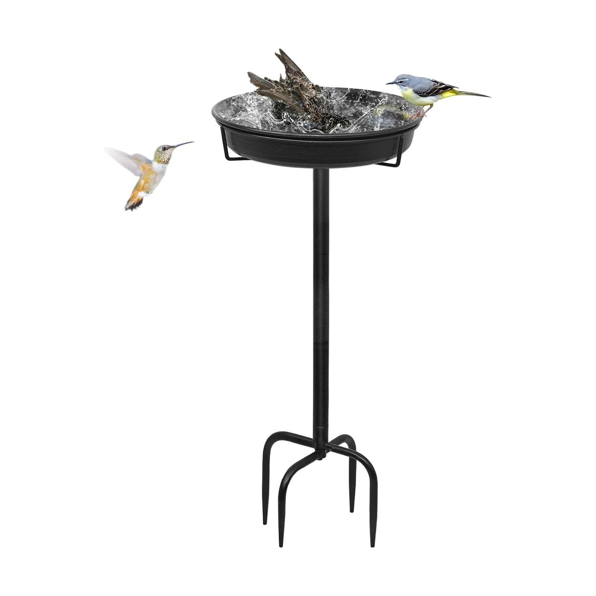 39In Freestanding Birdbaths Bowl Outdoor, Free Standing Garden Bird Bath Bird Feeder Bowl with Metal Stake, Detachable Decoration Spa Birdfeeder for Garden Patio Yard Lawn, New Upgrade(A)