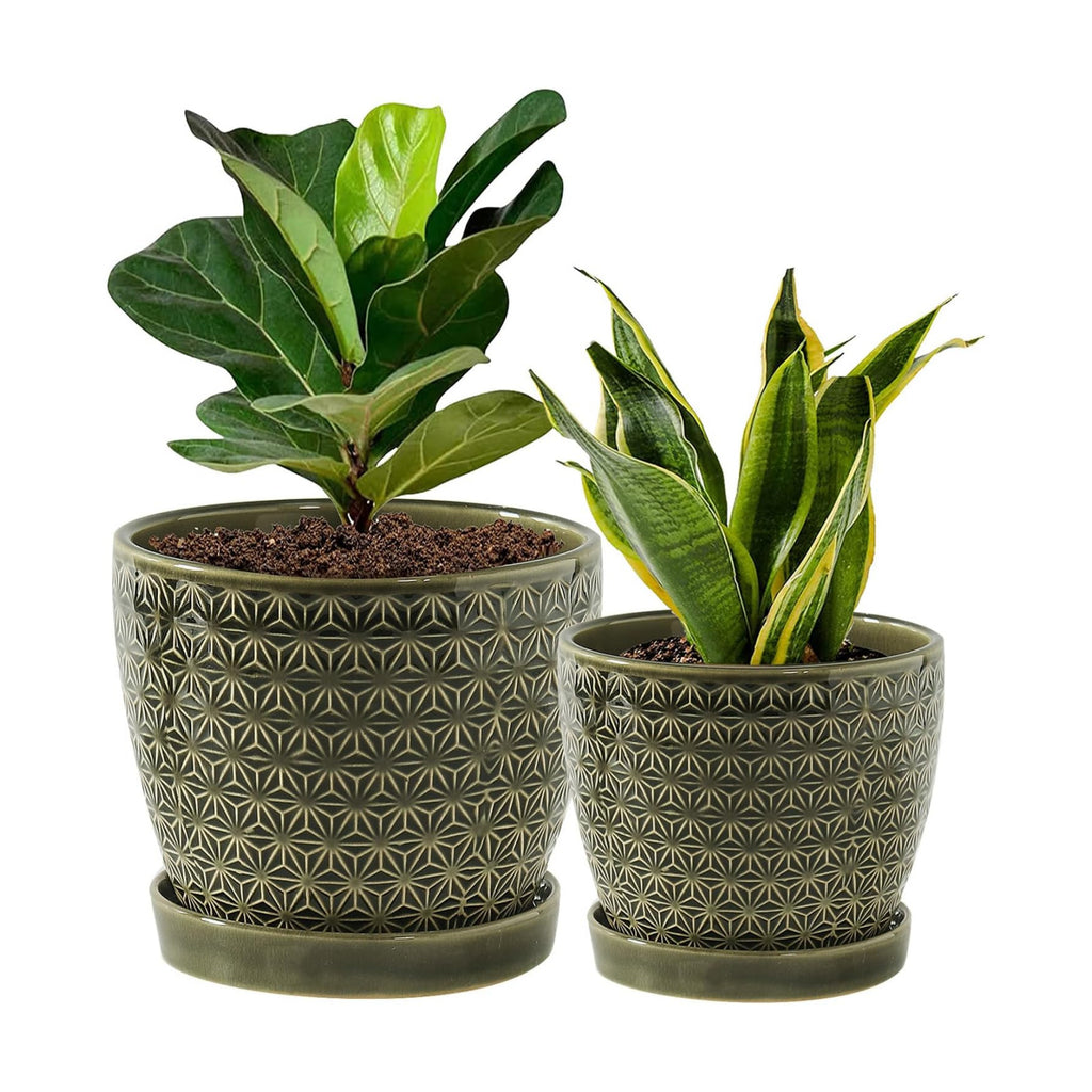 Plant Pots, Flower Pots, Planters for Indoor Plants(6.5+5.5inch), Flower Pots for Indoor Plant with Drainage Hole and