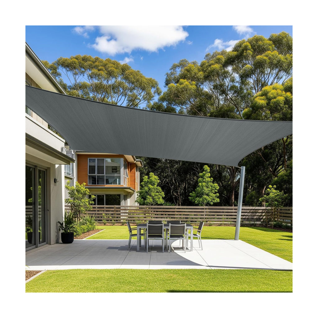Cool Area Sun Shade Sail for Patio Backyard, Rectangle 12x16ft, Dark Grey | 95% UV Protection. 85%-90% Shading Rate.