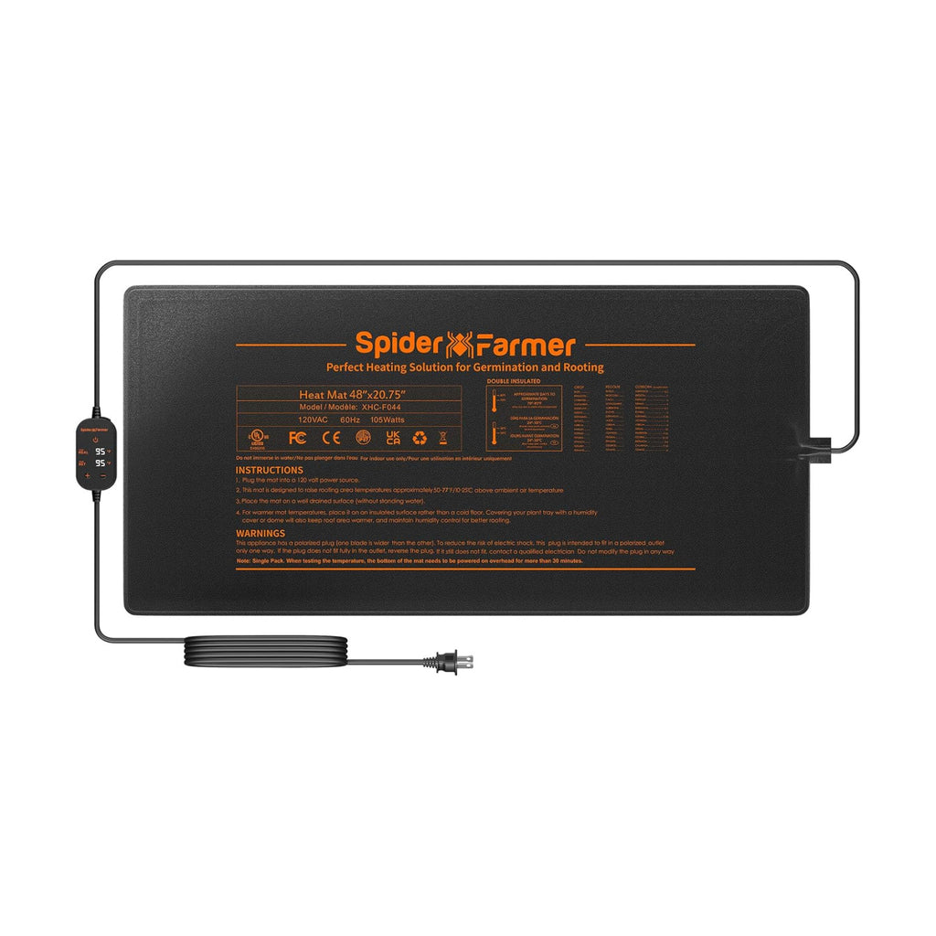 Spider Farmer 48"x20.75" Built-in Temperature Controller Seedling Heat Mat | MET & UL Certified, IP67 Waterproof Plant