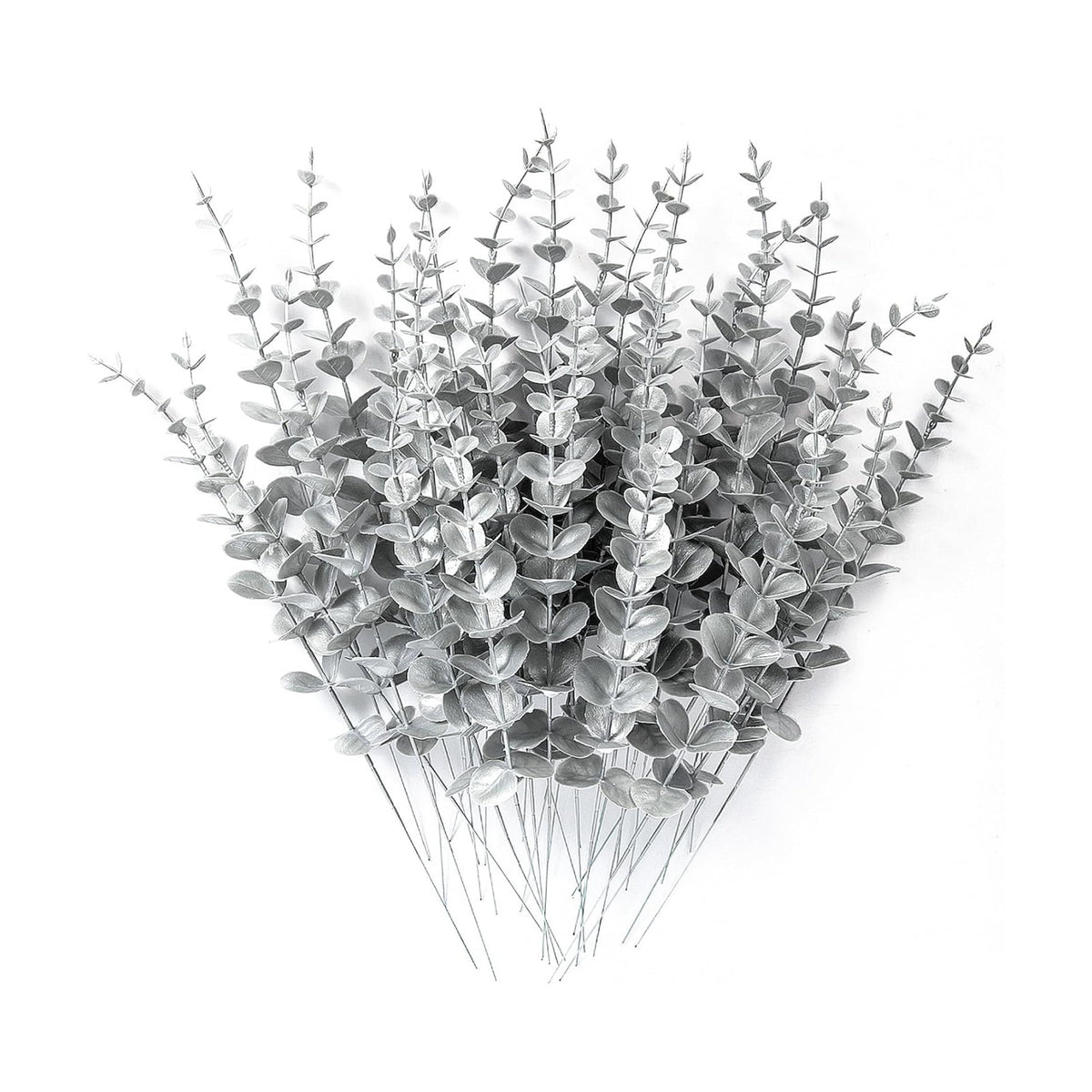RECUTMS 36Pc Artificial Silver Eucalyptus Leave Stems 14.6in Christmas Pick
