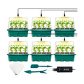 6-Set Seed Starter Tray with Grow Light, Seed Starting Trays Kits with Timing Controller Adjustable Humidity Domes Heightened Lids(12-Cells Per Tray)