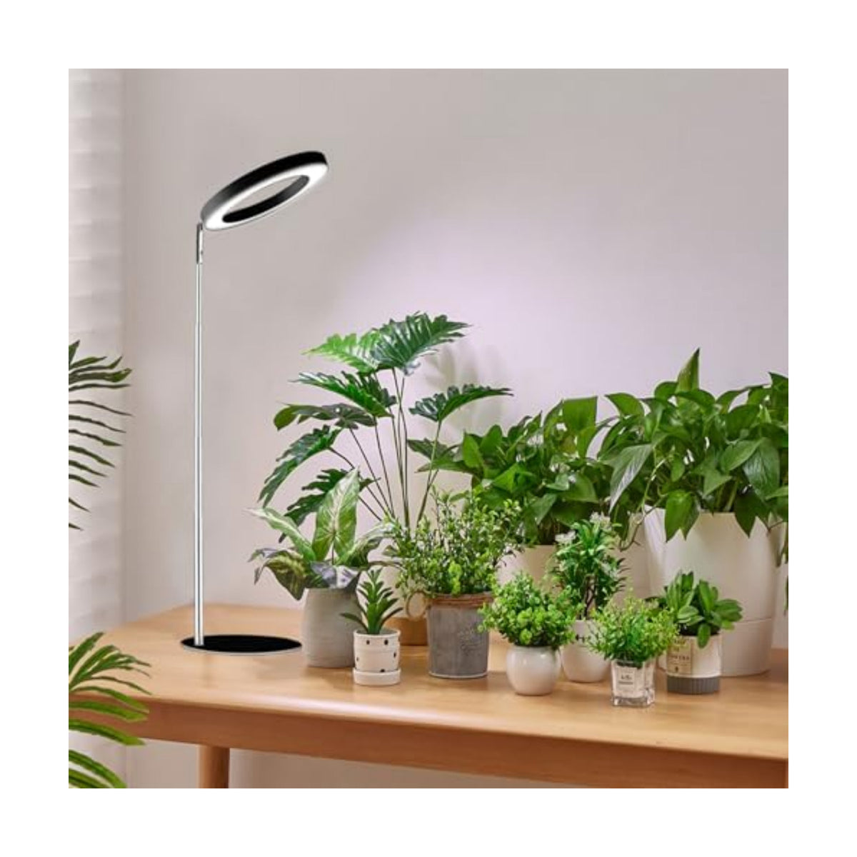 yadoker 72 LEDs Full Spectrum Plant Grow Light with Base for Indoor Plants，Height Adjustable, 6.3" Aluminum Housing,Automatic Timer with 8/12/16 Hours,10-Level Brightness,Black Plant Light,1 Pack