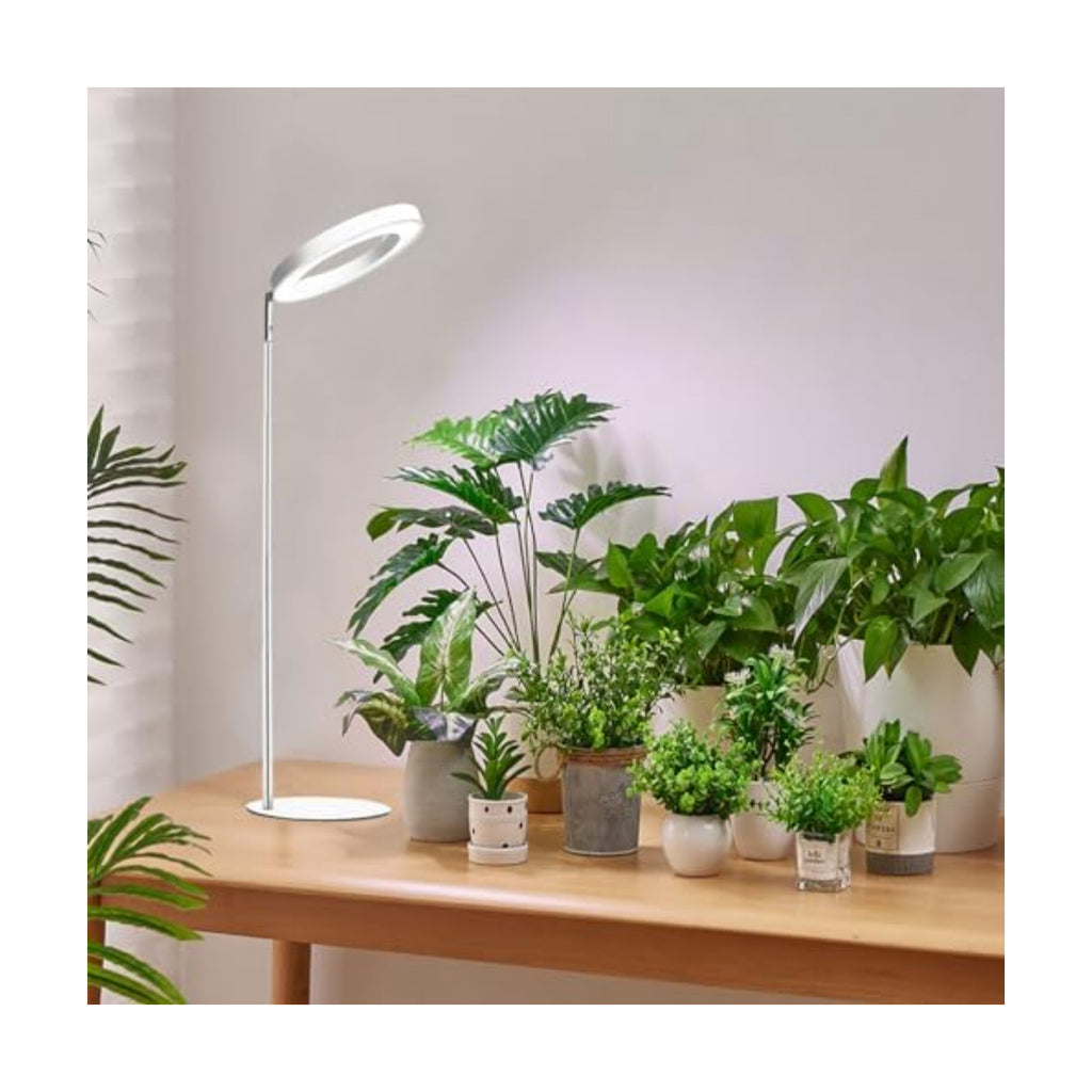 yadoker 72 LEDs Full Spectrum Plant Grow Light with Base for Indoor Plants，Height Adjustable, 6.3" Aluminum Housing,Automatic Timer with 8/12/16 Hours,10-Level Brightness,White Plant Light,1Pack