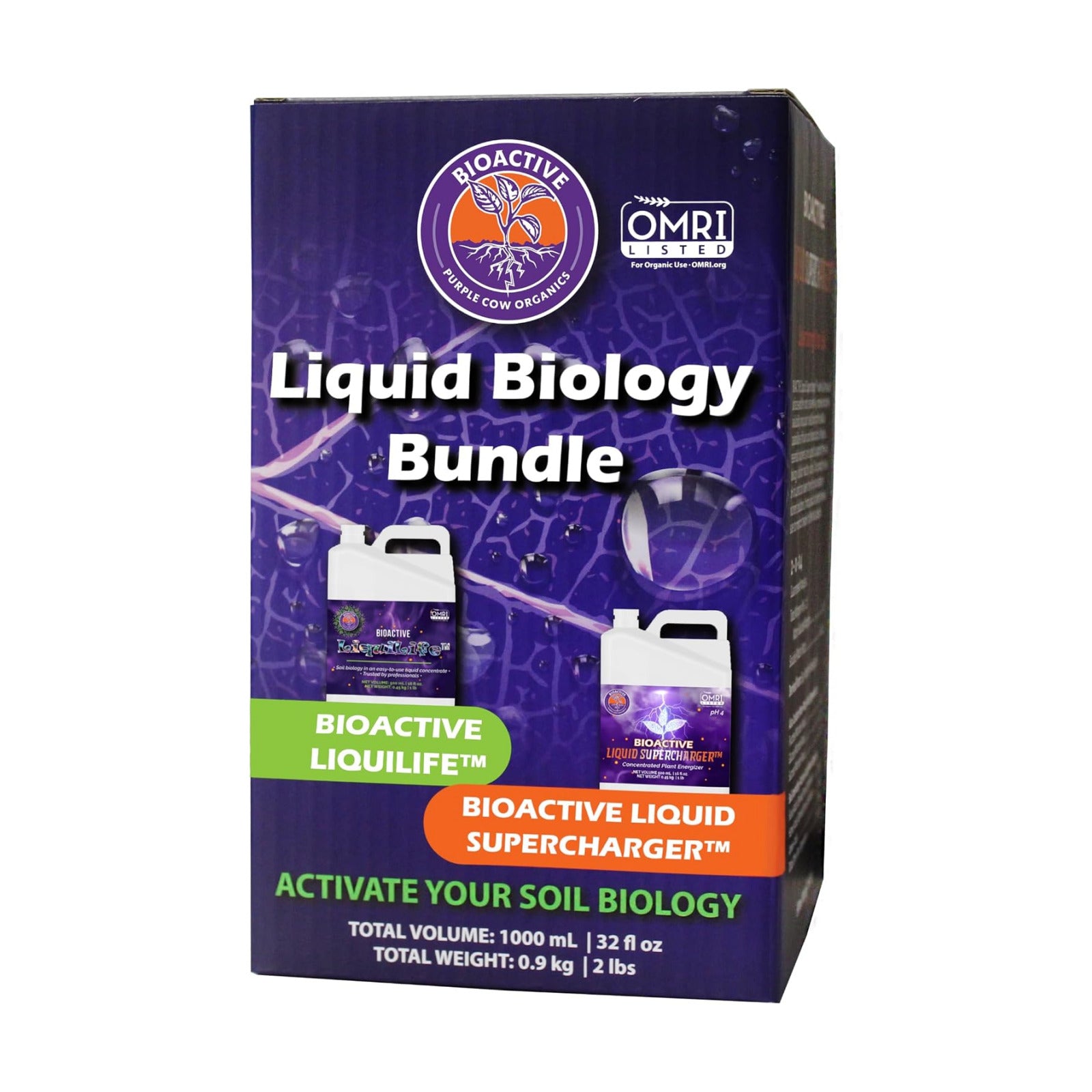Purple Cow Organics Liquid Biology Bundle Concentrate - Indoor/Outdoor, Plant Growth Stimulator, Soil Conditioner