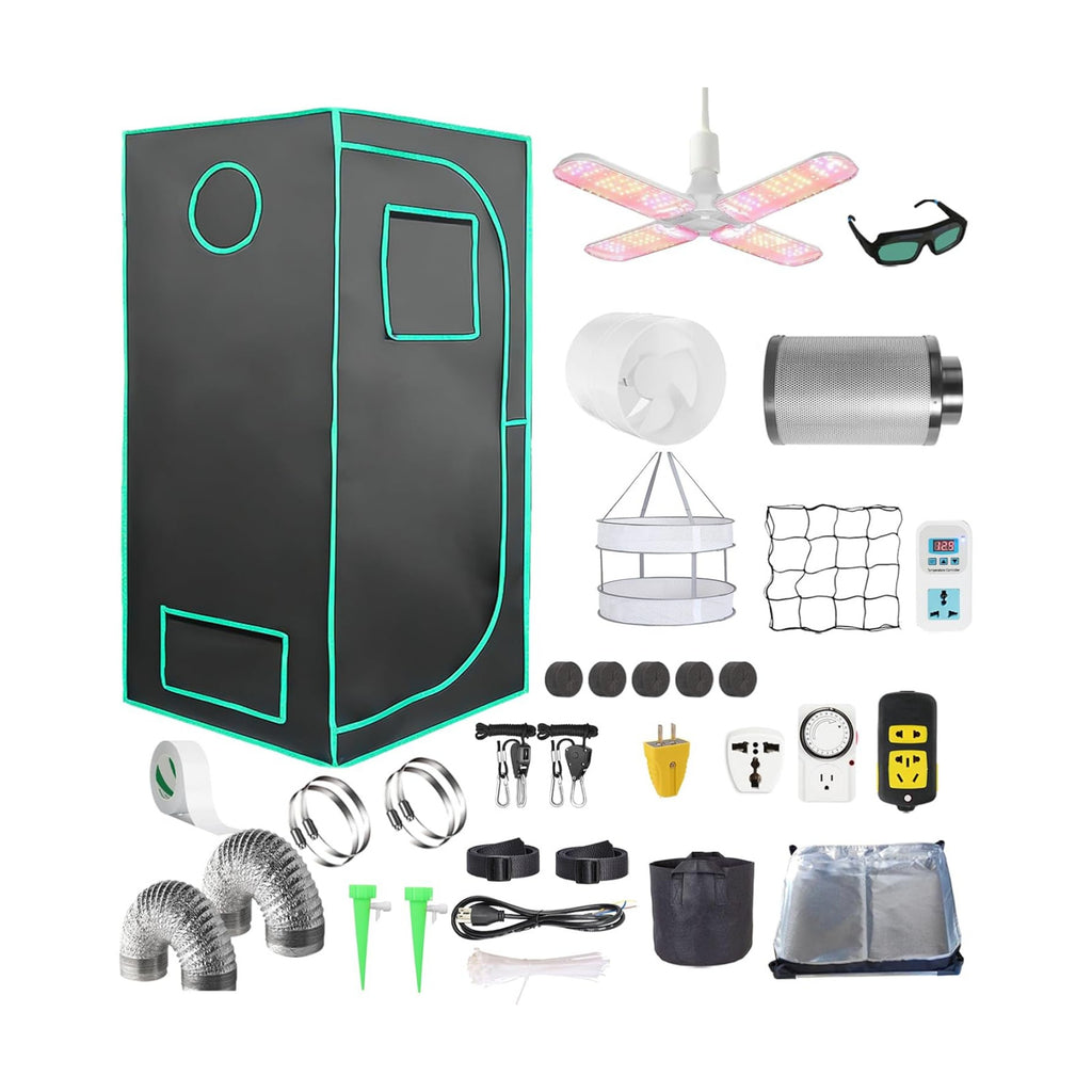 Grow Tent Kit Complete System High Reflective Mylar Indoor Grow Tent Hydroponics Growing Tent with Full Spectrum LED