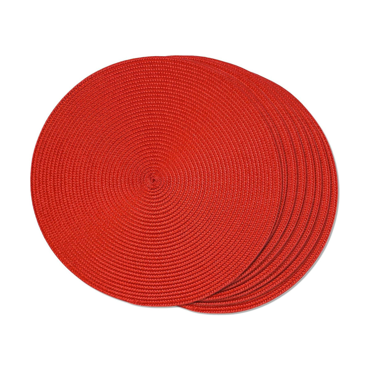 FunWheat Round Braided Placemats Set of 8 Place Mats for Dining Table Woven Washable Non-Slip Table Mats 15 Inch(Red,8pcs)
