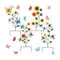 4 Pcs Butterfly Metal Garden Stakes Hummingbird Sunflower Dragonfly Flowers Garden Stake Decor Metal Wall Decor Trellis
