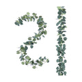 FUGZAUD 2 Pack Artificial Eucalyptus Garland Faux Silk Leaf Silver Dollar Eucalyptus Leaves Vines Handmade Garland Greenery Wedding Backdrop Indoor Outdoor Arch Wall Decoration