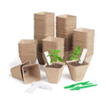KOAMLY Square Peat Nursery Pots 150 Pcs 3in Biodegradable and Label, Used for Outdoor Gardens in Plant Nurseries