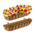 Tessco for you 2 Pieces Railing Planter Boxes, 36 Inches Window Box Planters with Coco Liner and Adjustable Brackets