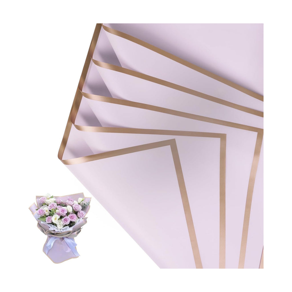 20 Sheet Flower Wrapping Paper-Waterproof Floral Bouquet Paper (Lavender)