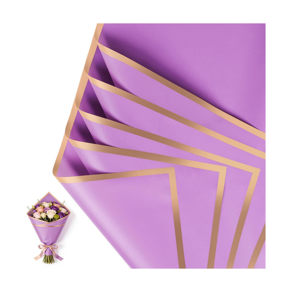 20 Sheet Flower Wrapping Paper-Waterproof Bouquet Paper (Light purple)