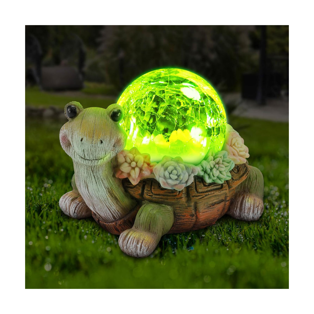 Solar Turtle Garden Statue Lights for Outdoor Decor with Succulent and LED Lighting - Lawn Decoration Resin Tortoise