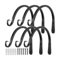 Worth Garden 6-Pack 8" Plant Hanger Bracket - Hand-Forged Wrought Iron Powder-Coated Heavy Duty Wall Hooks - Black