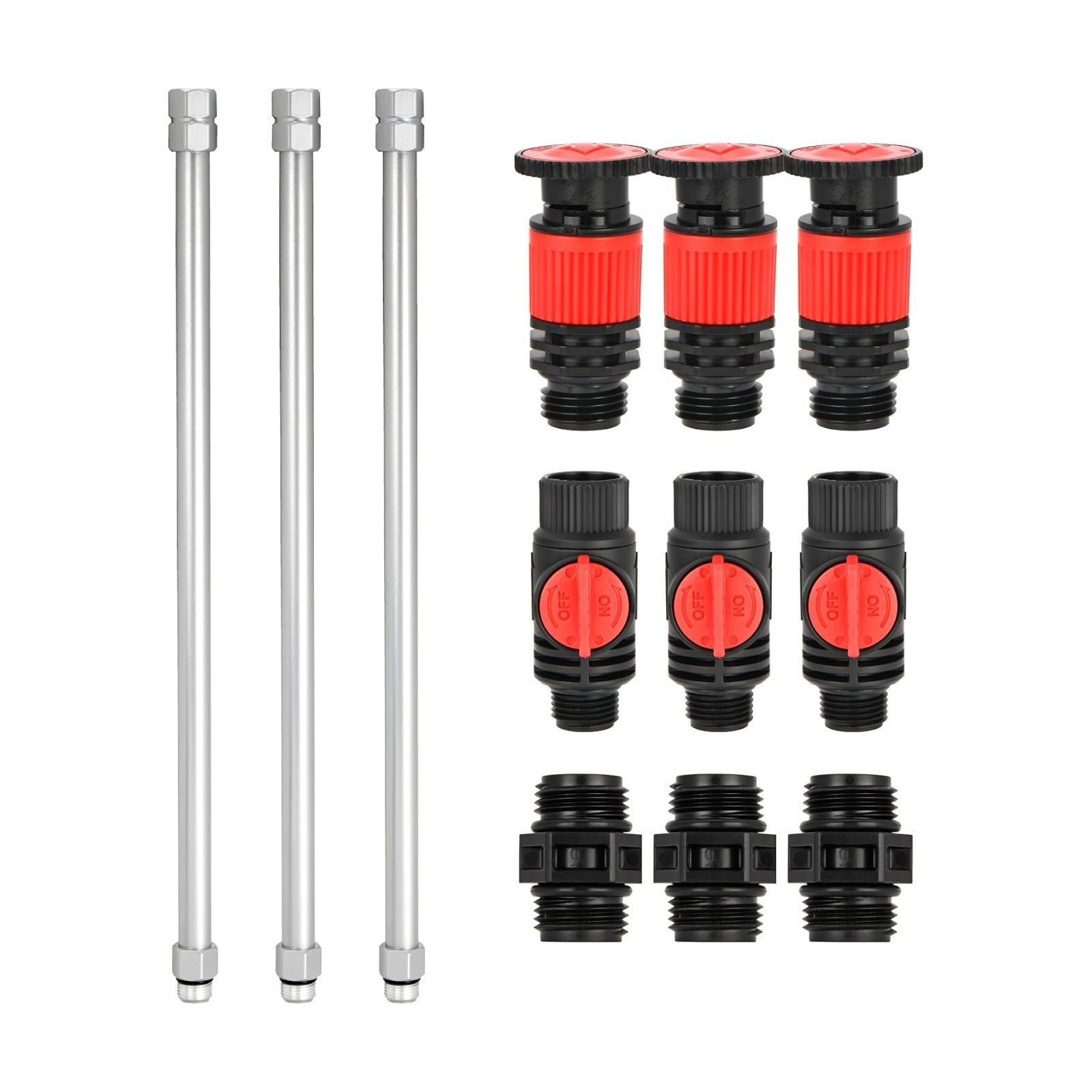 Eden 99989 Multi-Adjustable Sprinkler with Metal Extension Set (12 pcs), Connects to Most Standard (1/2 inch) Threaded