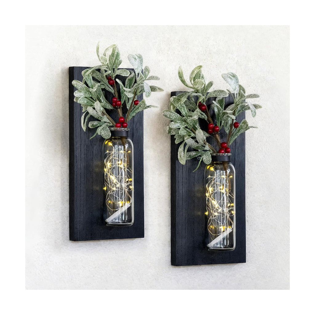 Heiple 2 Pack Wall Planters for Indoor Plants, Wood Glass Decor for Bathroom, Bedroom Living Room, Modern Farmhouse