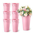 Irenare 12 Inch Vintage Galvanized Flower Bucket Metal Flower Vase Farmhouse French Bucket Planter Metal Floral Container for Party Table Centerpiece Weddings Home(Pink,6 Pcs)