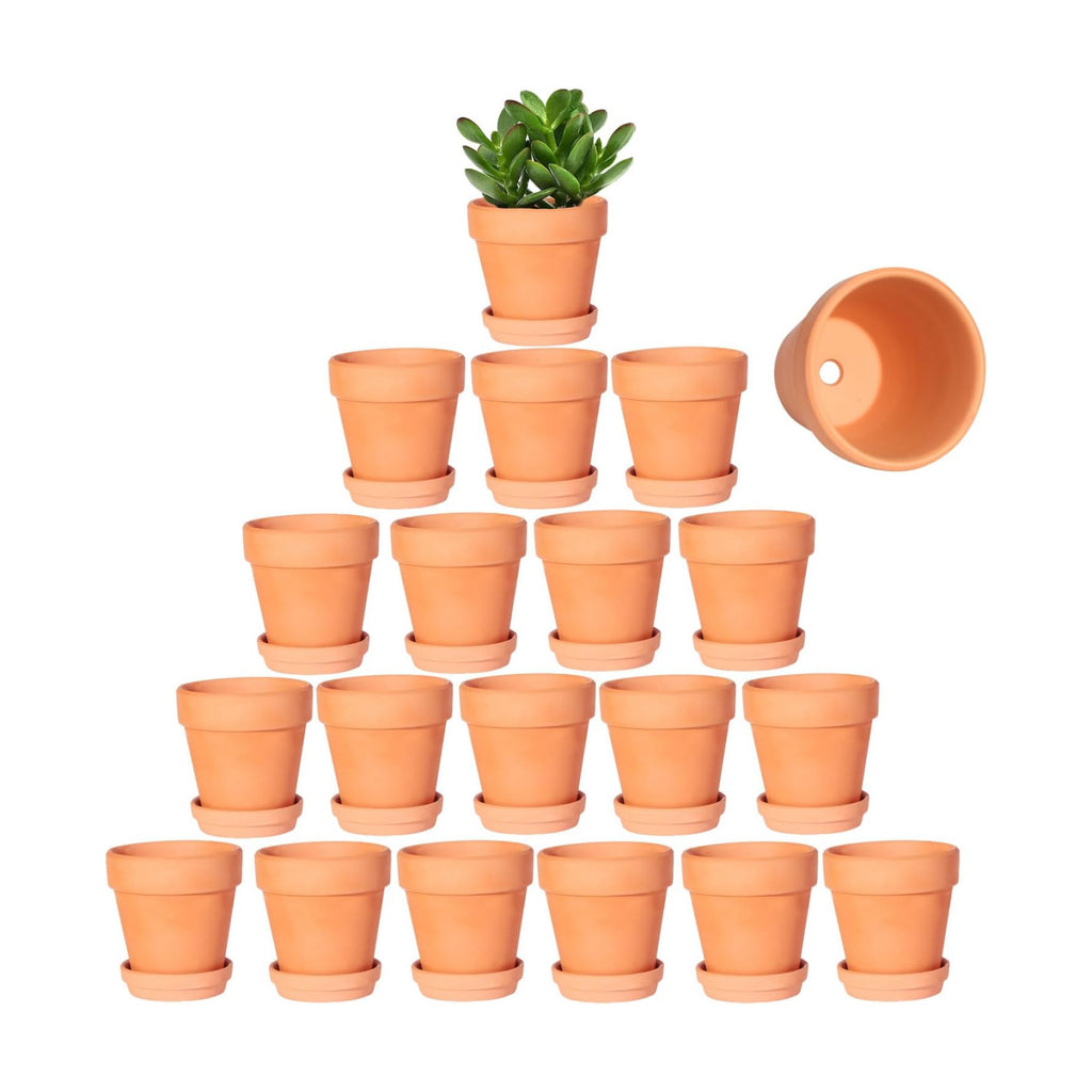 3 Inch Terracotta Pots with Saucer-20 Pack Succulent Cactus Plant Pots with Drainage Hole, Great for Plants Garden