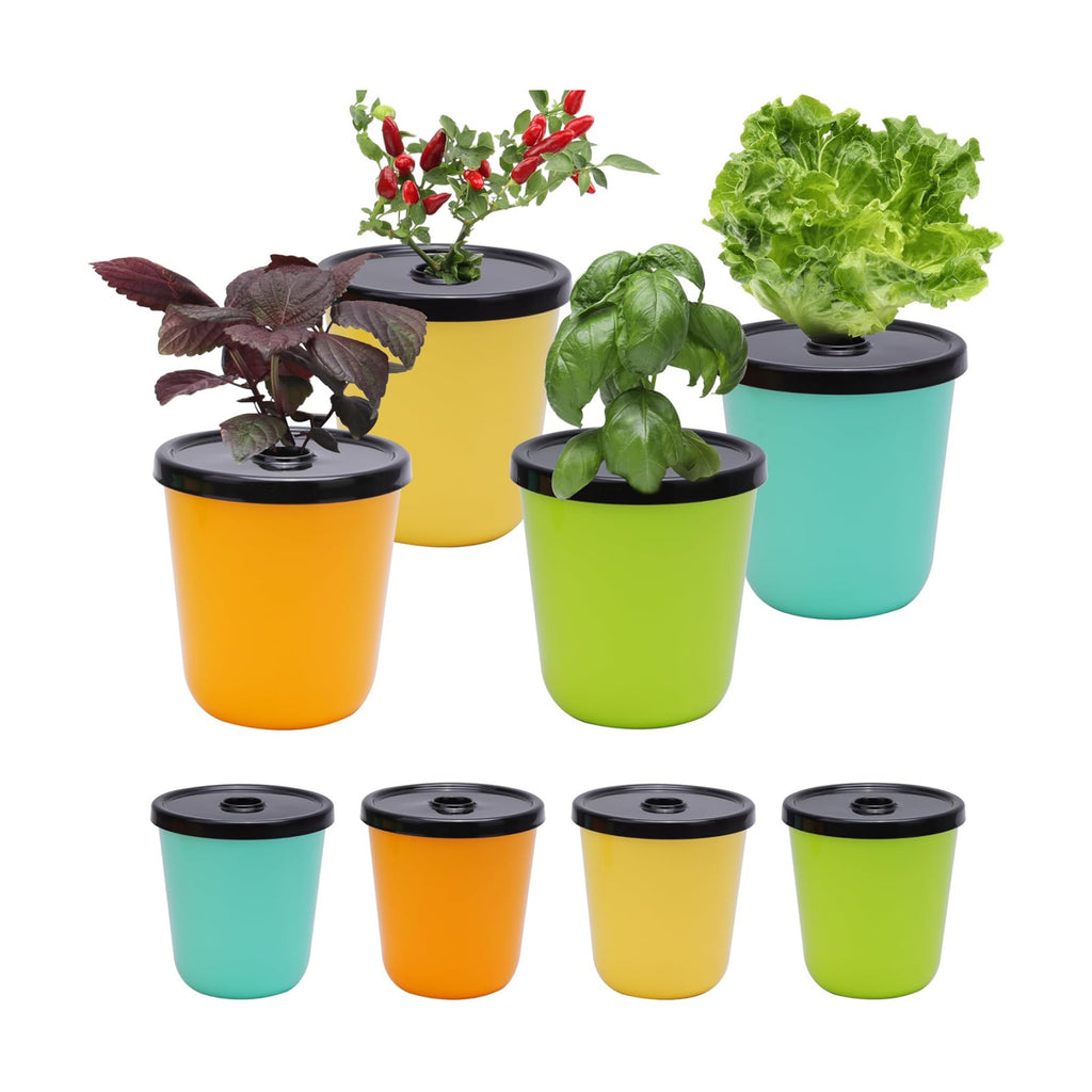 Kratky Method Hydroponic Planter Kit, 8 Hydroponic Planter Plus 24 Growing Sponges for Herbs, Hydroponic Mini Buckets