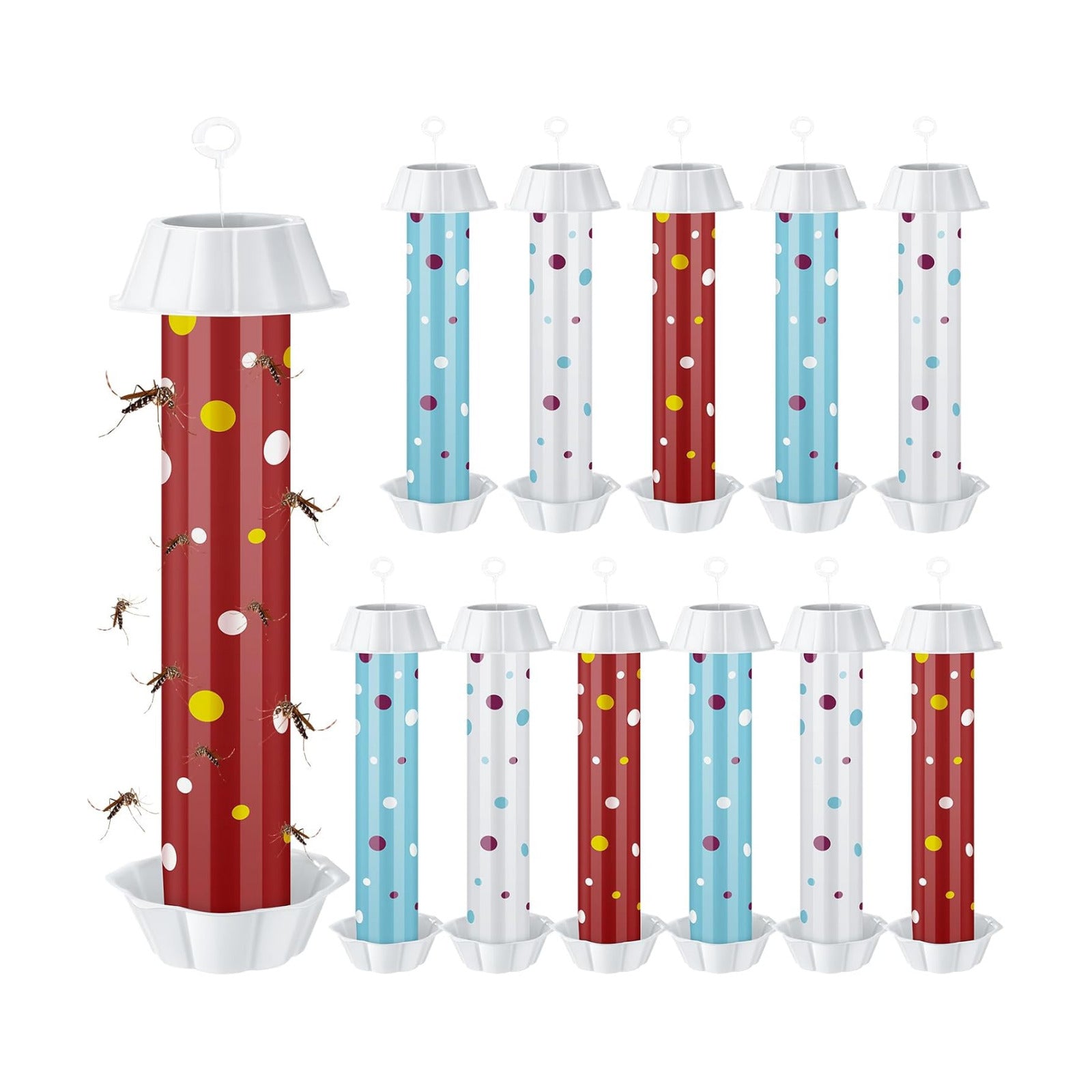12 Pcs Sticky Fly Trap Fly Stick Indoor Outdoor Long Lasting Adhesive Fly Catcher with Hanging Hook for Wasps Gnats