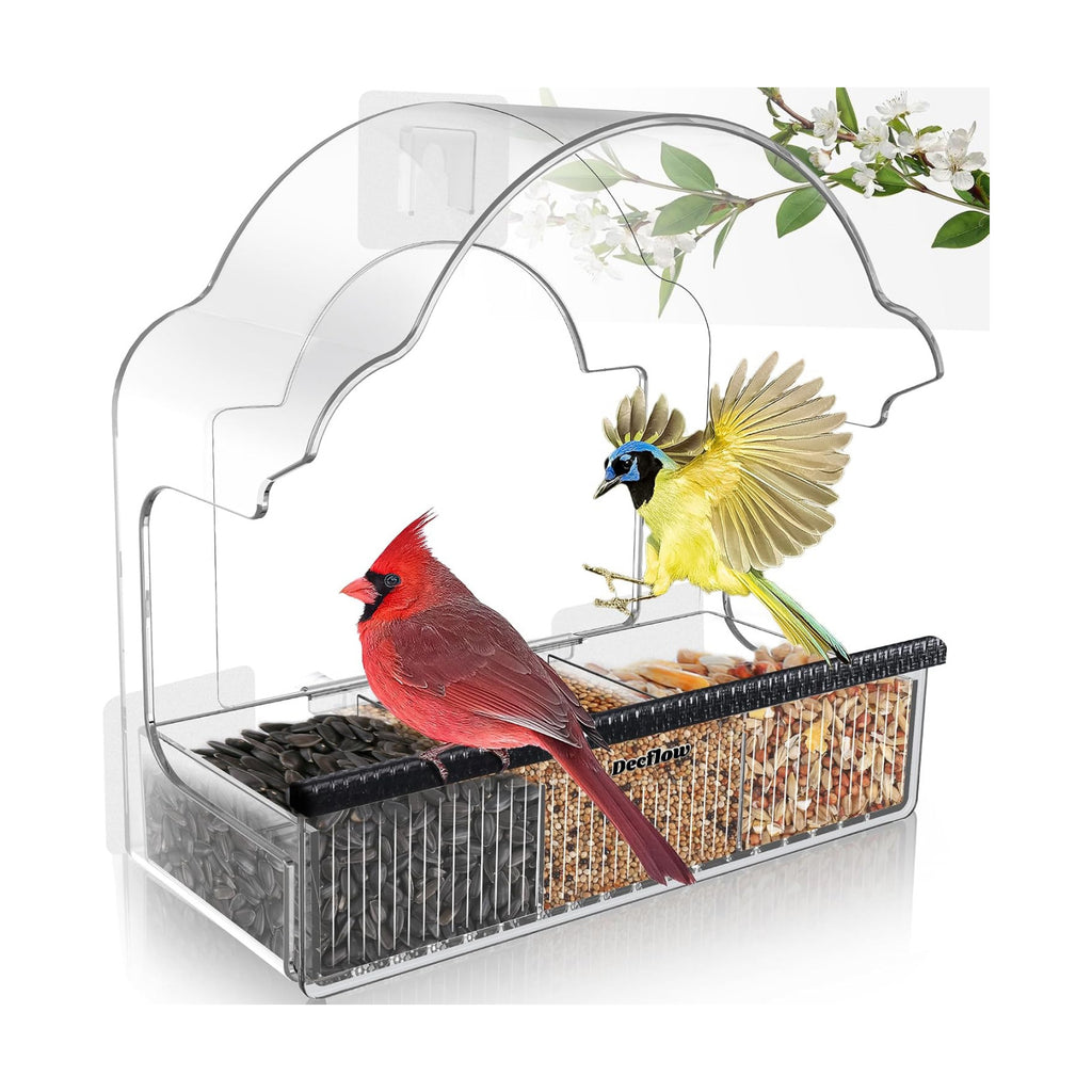 Decflow Window Bird Feeders for Outside, Clear Bird Window Feeder