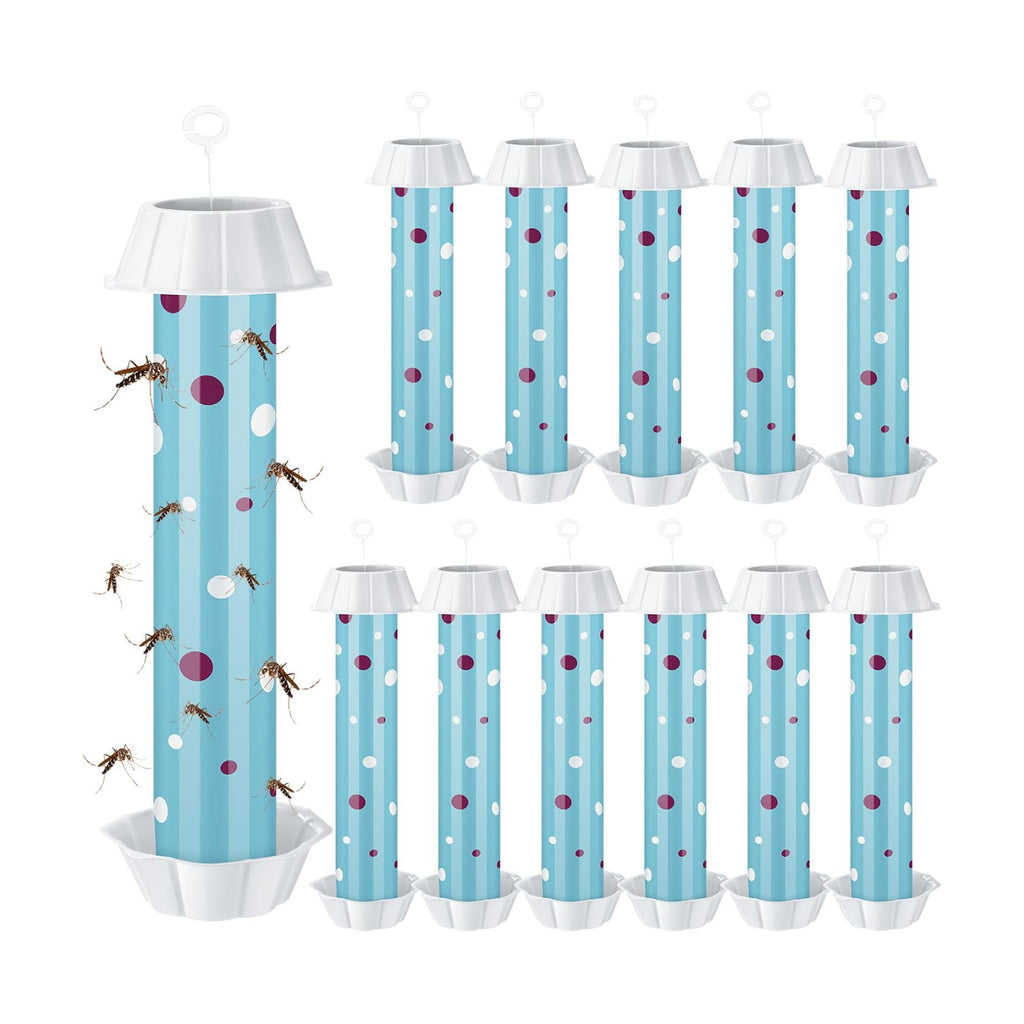 12 Pcs Sticky Fly Trap Fly Stick Indoor Outdoor Long Lasting Adhesive Fly Catcher with Hanging Hook for Wasps Gnats