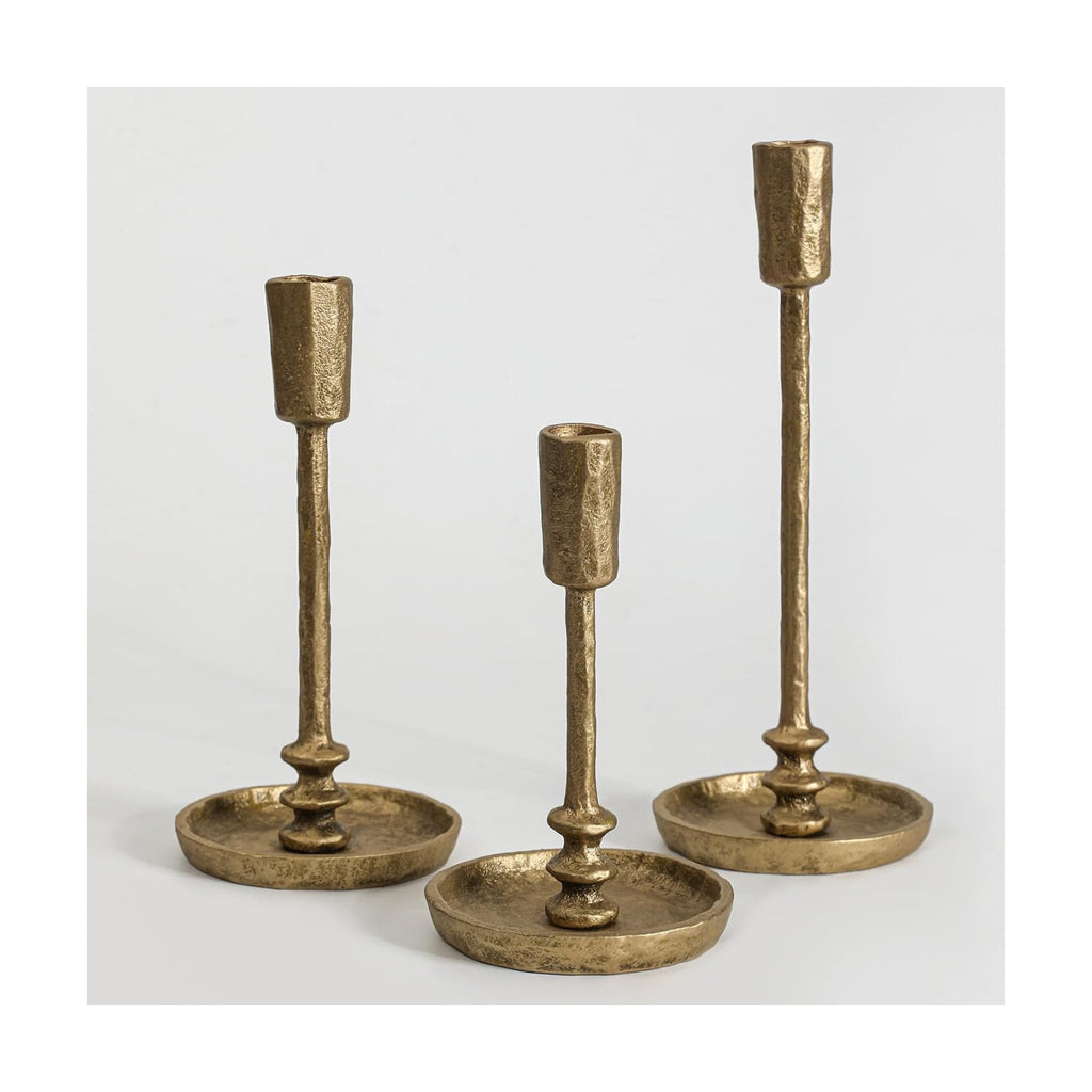 Rustic Cast Iron Taper Candle Holder - Set of 3 Vintage Candle Stands