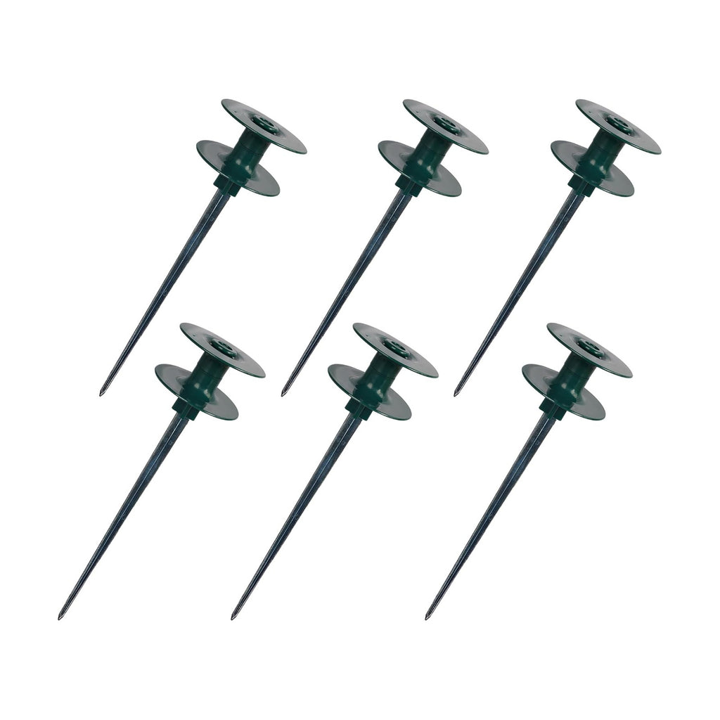 Hourleey 6 Pack Garden Hose Guide Spike, 10 Inch Rustproof Zinc Sturdy Metal Stake, Heavy Duty Spin Top, Keeps Garden