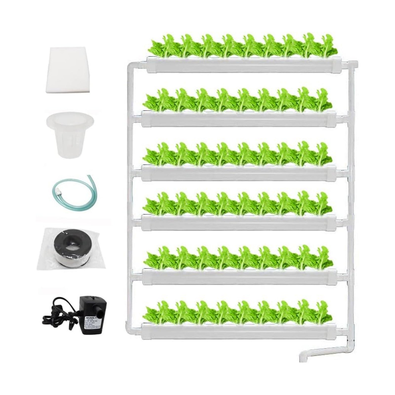 PVC Hydroponics Growing System 54 Plant Sites 6 Pipes Hydroponic Grow Kit Garden System Vegetable Tool with Pump