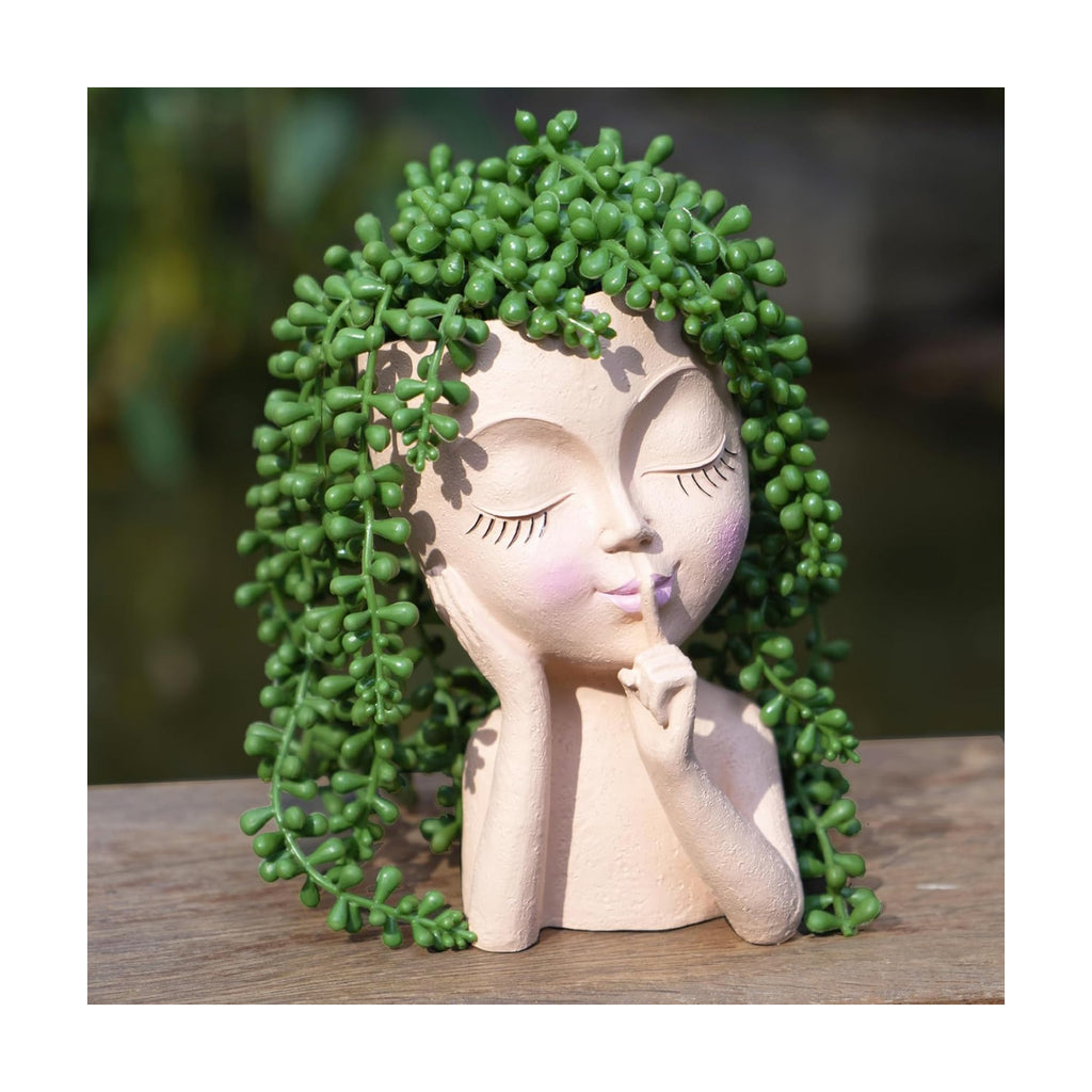 Face Planter Pot Head Planters, Lady Heads Flowerpot, Cute Girl Faces Plant Pot, Quiet Women Succulent Pots for Indoor
