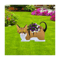 Orange and White Cat Planter Pots, Animal Shaped Flower Pot | Cute Plant Gift for Women and Pet Lovers, Indoor Outdoor