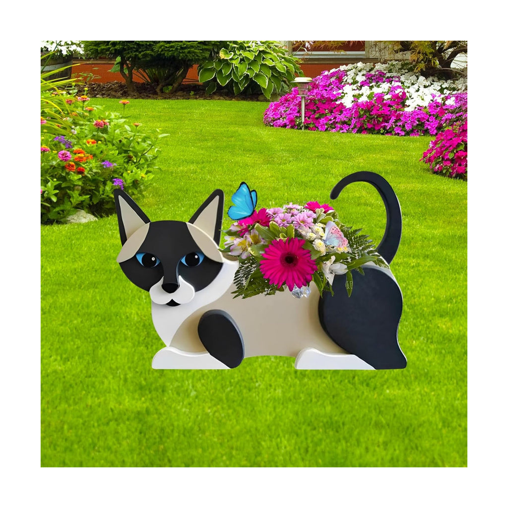 Siamese Cat Planter Pots, Animal Shaped Flower Pot | Cute Plant Gift for Women and Pet Lovers, Indoor Outdoor Garden