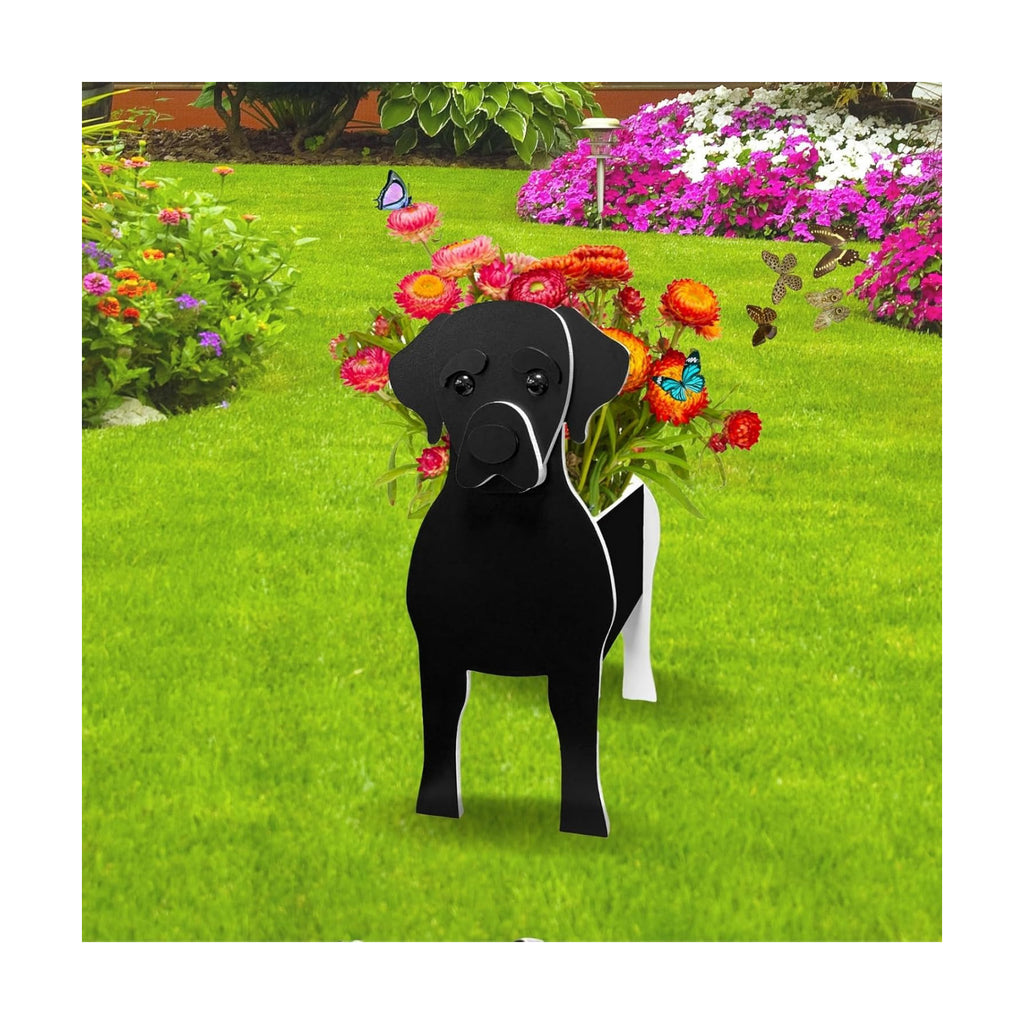 Black Labrador Dog Planter Pots, Animal Shaped Flower Pot | Cute Plant Gift for Women and Pet Lovers, Indoor Outdoor