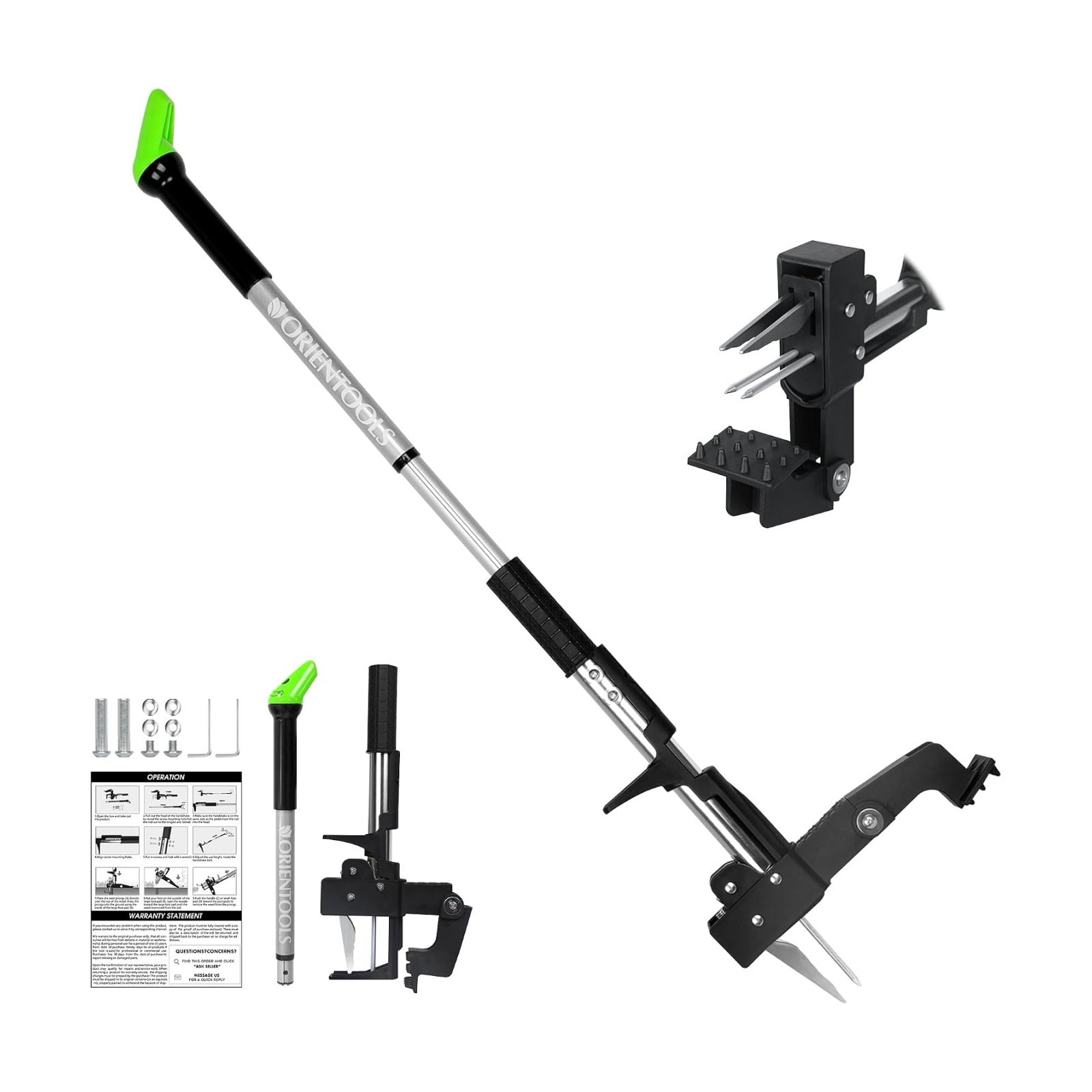ORIENTOOLS Weed Puller, Stand Up Weed Puller, 32 to 41 inch Long Handle, Upgrade Detachable Telescopic Handle Garden