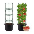 2 Sets Sturdy Tomato Cage with 10 Gal Grow Bags - 48.5" Plants Garden Trellis Planter Kit, Support for Indoor Outdoor
