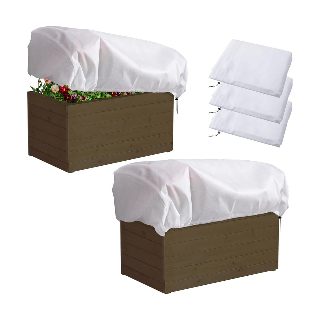 DECOHS 3 Pcs Rectangular Winter Plant Freeze Protection Cover - 39.3" x 17.7" x 15.7" Balcony Planter Box Cover - Frost