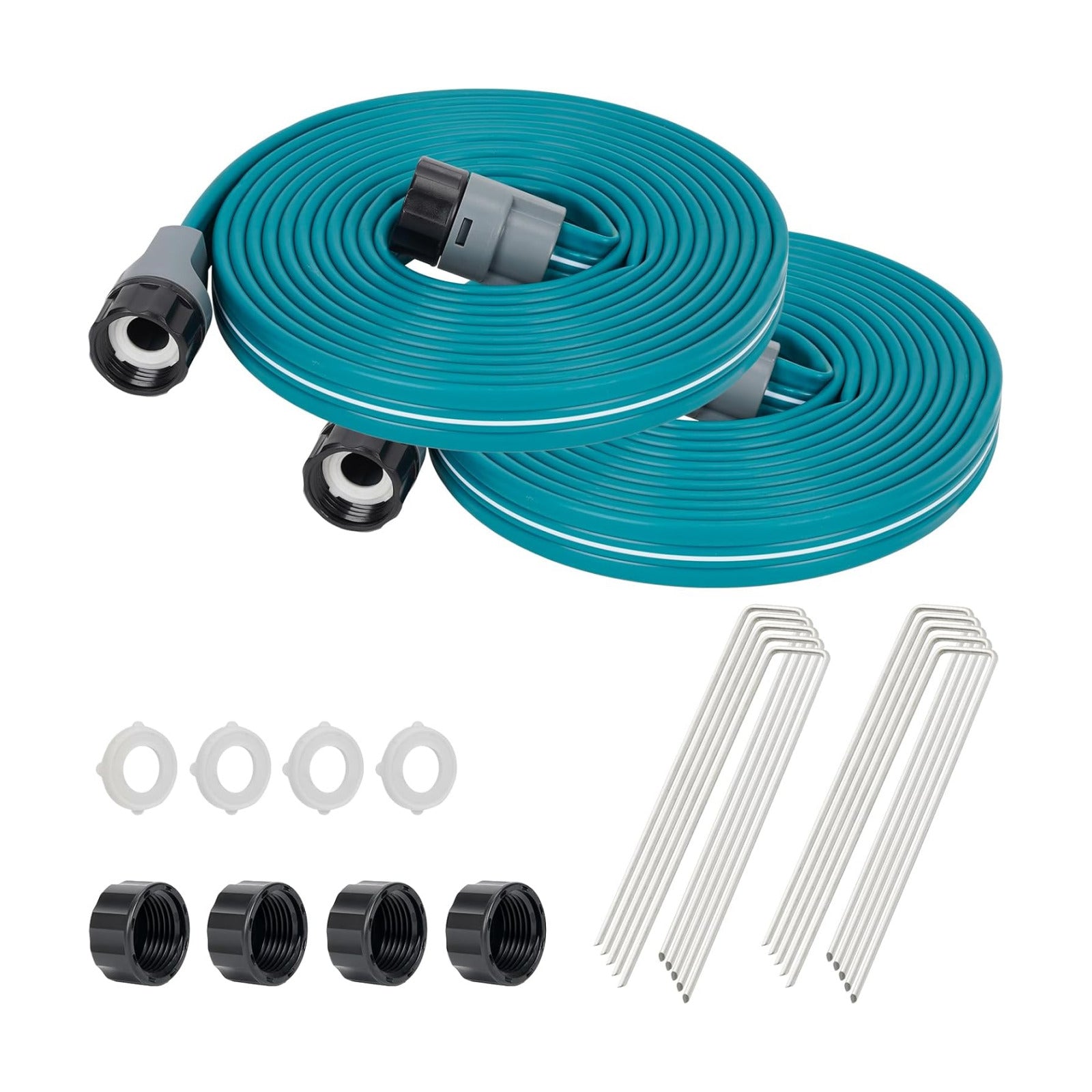 LINEX Sprinkler Soaker Hose 15ft x 2, Garden Lawn Watering Hose with Stakes
