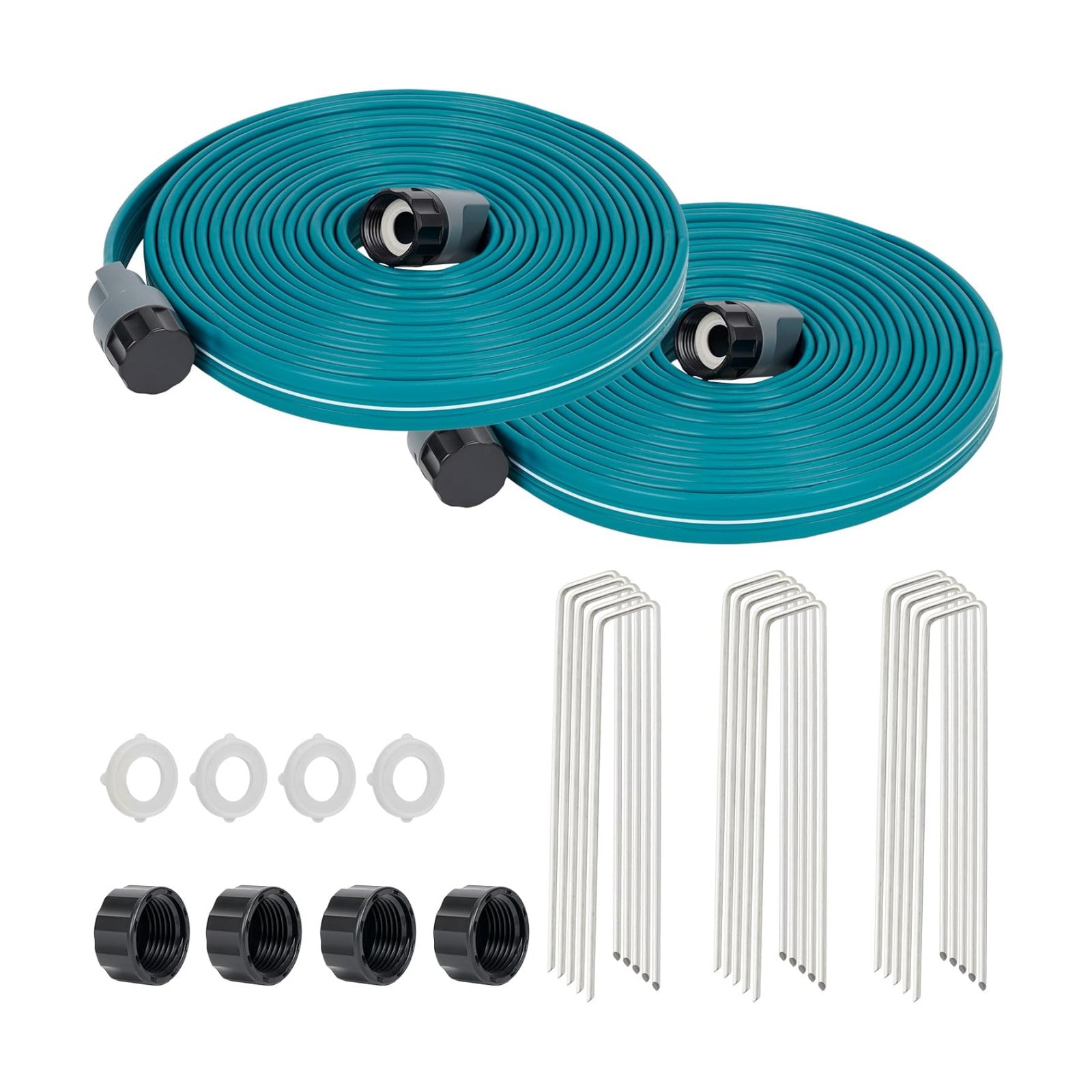 LINEX Sprinkler Soaker Hose 25ft x 2, Garden Lawn Watering Hose with Stakes
