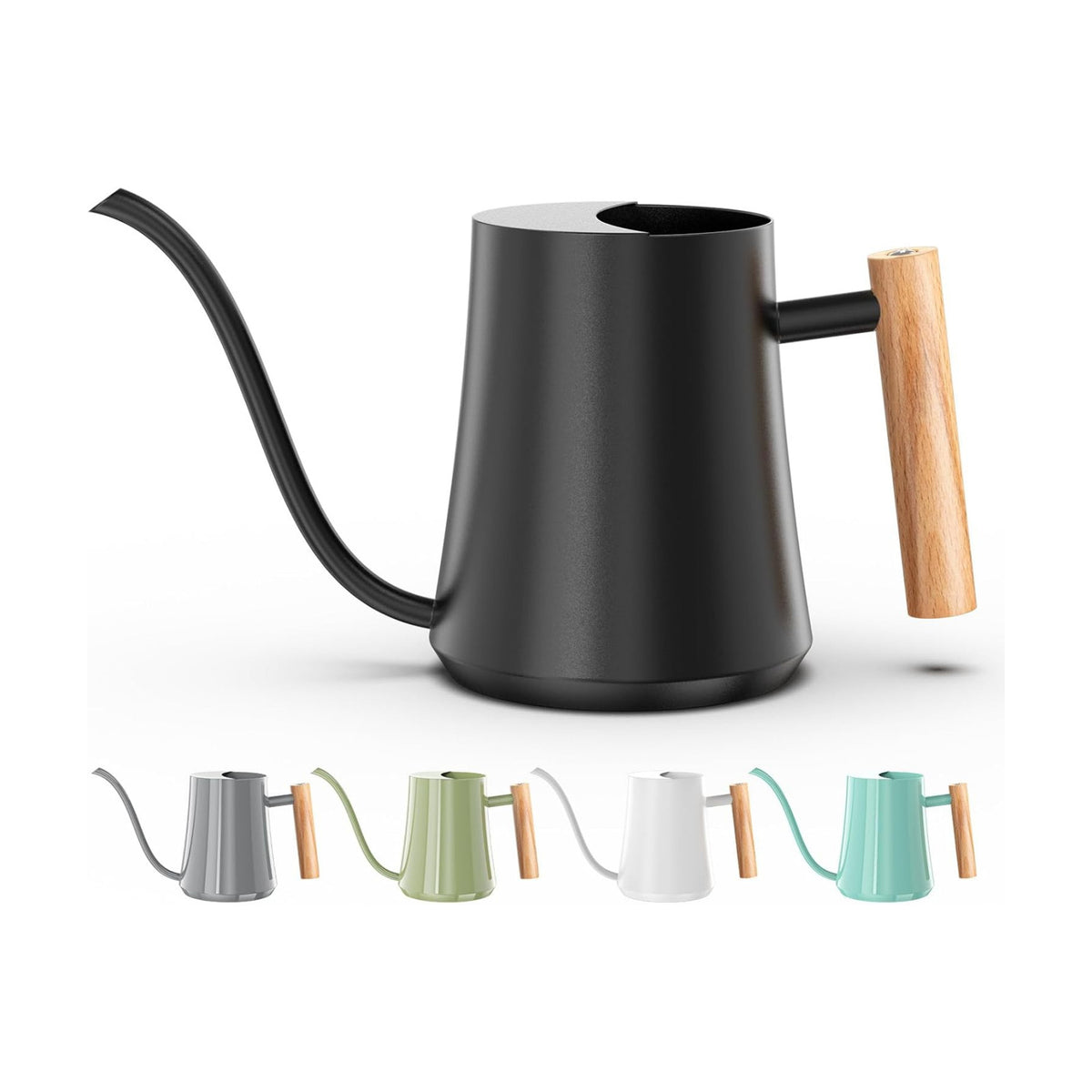 Green Moon 1L/35oz Metal Watering Can Indoor with Long Spout, Black