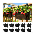 LaLaGreen Rail Planter Outdoor Plants(11.8 Inch, 10 Pack) Black Metal Iron Hanging Flower Pots Deck Railings Fence