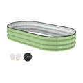 Raised Garden Bed, 6x3x1ft Galvanized Outdoor Planter Beds with Safety Edging and Gloves, Oval Metal Planter Box for