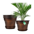 Plant Planters Pots Set of 4 Pack 16 Inch，Large Plastic Flower Pot For Indoor Plants With Drainage Holes & Trays, Resin