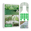 Garden Mesh Netting Kit, 10 * 30FT Ultra Fine Plant Netting Covers with 6 Pcs Garden Hoops & 18 Clips, Row Cover Net