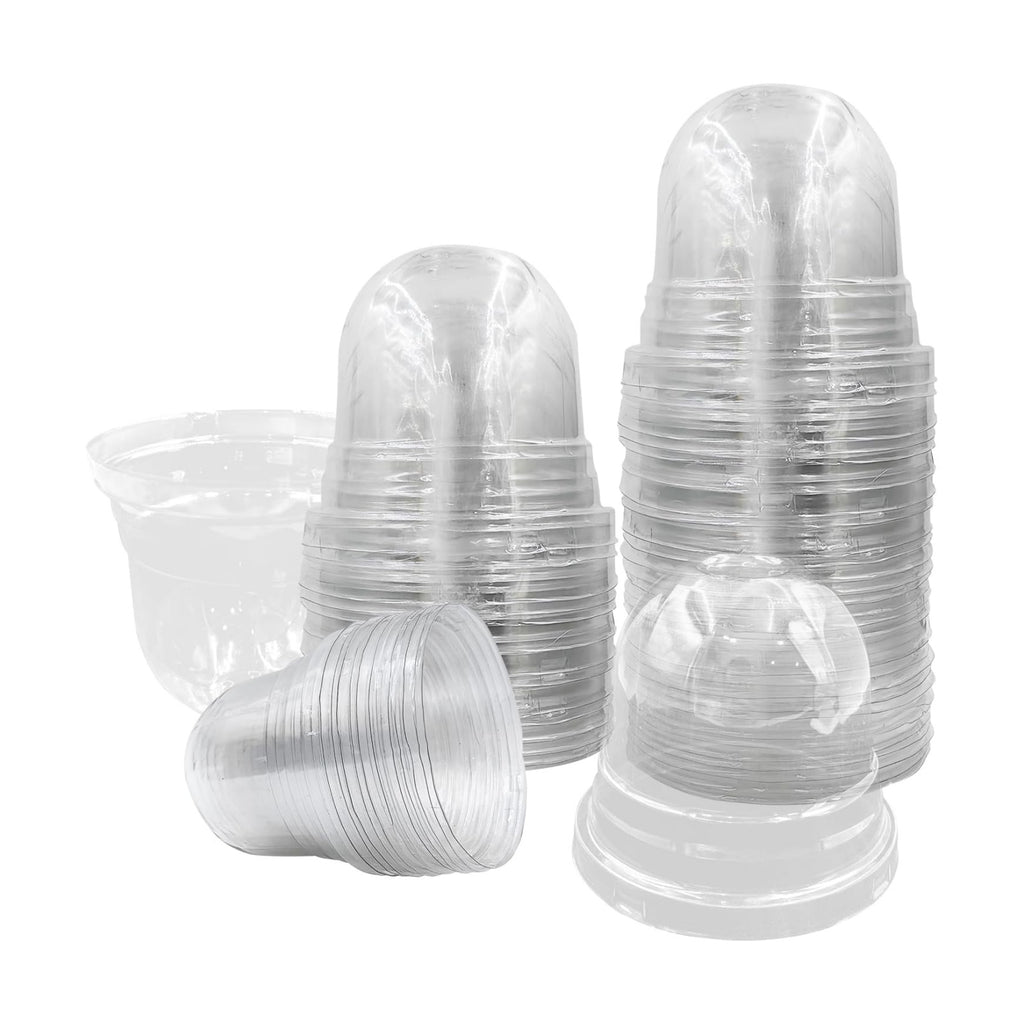 RooTrimmer 50 Pack Clear Plant Pot Domes, Transparent Seedling Domes Compatible with 4 Inch Seed Starter Pots for Indoor Outdoor Gardening(50Pcs, Clear)