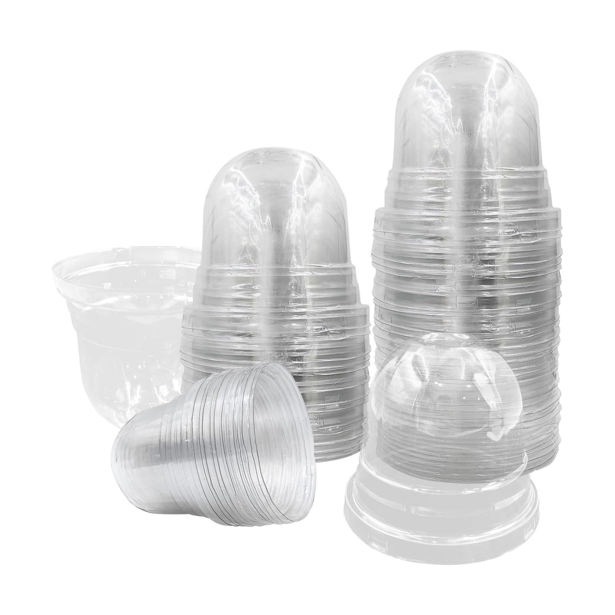 RooTrimmer 50 Pack Clear Plant Pot Domes, Transparent Seedling Domes Compatible with 4 Inch Seed Starter Pots for Indoor Outdoor Gardening(50Pcs, Clear)
