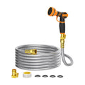 Giraffe Tools Garden Hose 50ft x 5/8", 304 Stainless Steel Metal Water Hose | Kink Free Garden Water Hose with 9