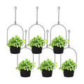 Hushee 6 Packs Metal Hanging Planters for Outdoor Indoor Plants Plant Hanger with 6.3'' Plastic Pots Hanging Planter