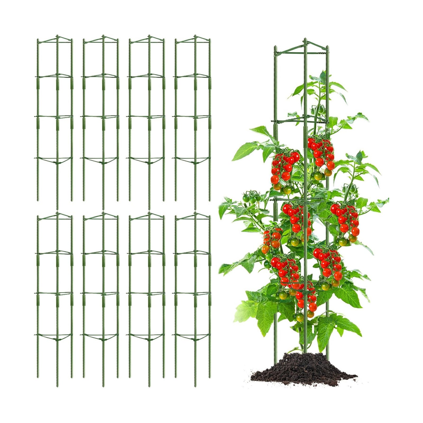 Hicarer 8 Pcs Tomato Cages for Garden up to 65" Plant Support Cage Trellis Assembled Tomato Garden Cage Heavy Duty