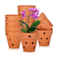 FoldTier 12 Pcs 4 Inch Terracotta Orchid Pot with Drainage Holes Small Clay Plant Flower Terracotta Pots Orchid Planter